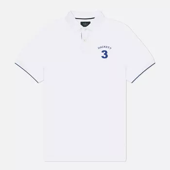 Мужское поло Hackett Heritage Number, цвет белый, размер L