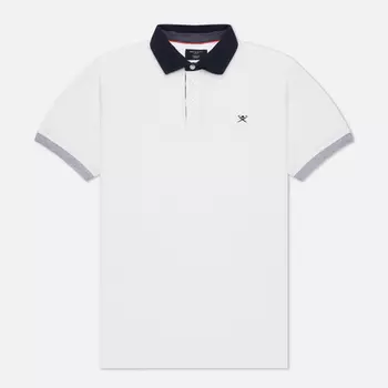 Мужское поло Hackett Woven Collar, цвет белый, размер M