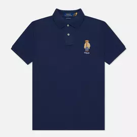 Мужское поло Polo Ralph Lauren Custom Slim Fit Polo Bear, цвет синий, размер S