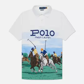 Мужское поло Polo Ralph Lauren Custom Slim Fit Polo Club Scenic, цвет белый, размер XXS
