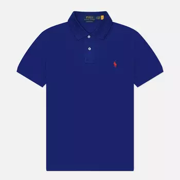 Мужское поло Polo Ralph Lauren The Iconic Basic Mesh Custom Slim Fit, цвет синий, размер S