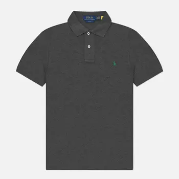 Мужское поло Polo Ralph Lauren The Iconic Basic Mesh Slim Fit, цвет серый, размер S
