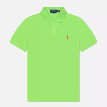 Мужское поло Polo Ralph Lauren The Iconic Basic Mesh Custom Slim Fit, цвет зелёный, размер L