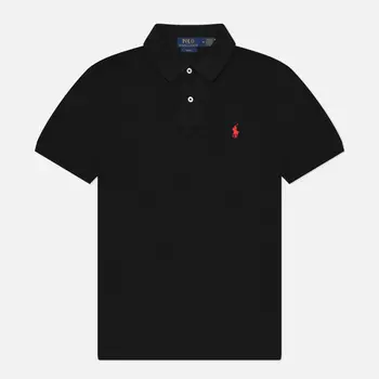 Мужское поло Polo Ralph Lauren The Iconic Basic Mesh Slim Fit, цвет чёрный, размер M