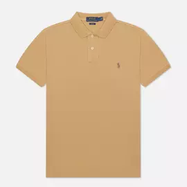 Мужское поло Polo Ralph Lauren The Iconic Basic Mesh Slim Fit, цвет коричневый, размер L