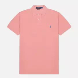 Мужское поло Polo Ralph Lauren The Iconic Basic Mesh Slim Fit, цвет розовый, размер M