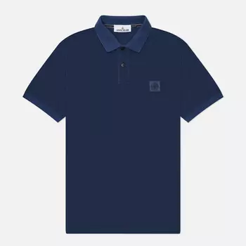 Мужское поло Stone Island Compass Patch Overdyed Pigments, цвет синий, размер XXL