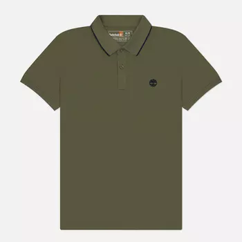 Мужское поло Timberland Millers River Printed Neck, цвет оливковый, размер XXL