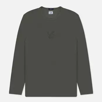 Мужской лонгслив C.P. Company 20/1 Logo, цвет оливковый, размер XXL