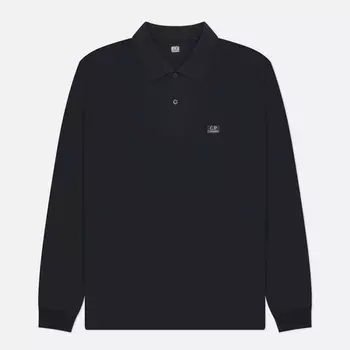 Мужской лонгслив C.P. Company Strech Piquet Logo Polo, цвет чёрный, размер L