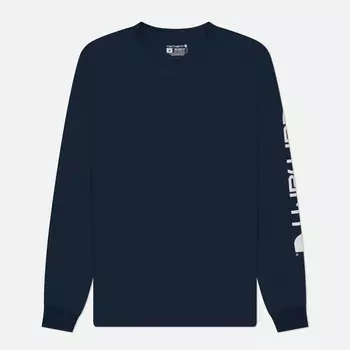 Мужской лонгслив Carhartt Relaxed Fit Heavyweight Logo Sleeve Graphic, цвет синий, размер S