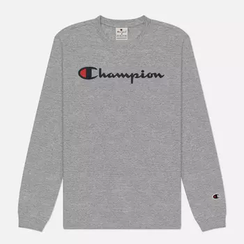 Мужской лонгслив Champion Big Logo Crew Neck, цвет серый, размер XXL