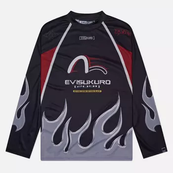 Мужской лонгслив Evisu Evisukuro Chrome Fire Racing Moto, цвет чёрный, размер M