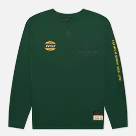 Мужской лонгслив Evisu Heritage Godhead Printed Loose Fit, цвет зелёный, размер S
