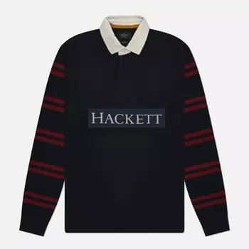Мужской лонгслив Hackett Heritage Stripe Rugby, цвет синий, размер L