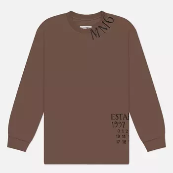 Мужской лонгслив Maison Margiela MM6 Handwritten Numeric, цвет коричневый, размер S