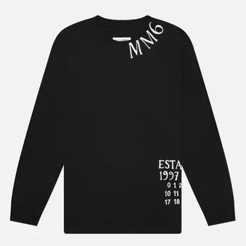 Мужской лонгслив Maison Margiela MM6 Handwritten Numeric, цвет чёрный, размер S