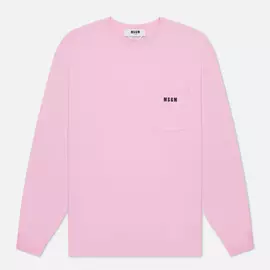 Мужской лонгслив MSGM Essentials Crew Neck, цвет розовый, размер L