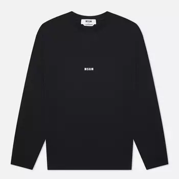 Мужской лонгслив MSGM Micrologo Basic Crew Neck, цвет чёрный, размер XL