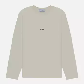 Мужской лонгслив MSGM Micrologo Basic Crew Neck, цвет бежевый, размер XL