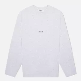 Мужской лонгслив MSGM Micrologo Basic Crew Neck, цвет серый, размер S