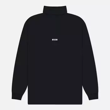 Мужской лонгслив MSGM Micrologo Print Turtle Neck, цвет чёрный, размер L