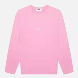 Мужской лонгслив MSGM Micrologo Seasonal Crew Neck, цвет розовый, размер S