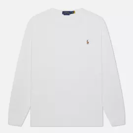 Мужской лонгслив Polo Ralph Lauren Custom Slim Fit Interlock, цвет белый, размер XL