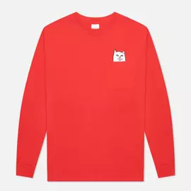 Мужской лонгслив RIPNDIP Lord Nermal Pocket, цвет красный, размер XL