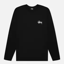 Мужской лонгслив Stussy Basic Stussy Crew, цвет чёрный, размер S