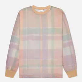 Мужской лонгслив thisisneverthat Printed Plaid Mesh, цвет оранжевый, размер L