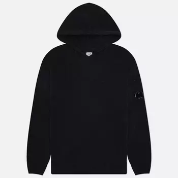 Мужской свитер C.P. Company Chenille Cotton Knit Hoodie, цвет чёрный, размер 56