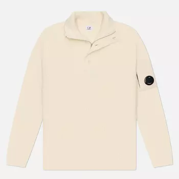 Мужской свитер C.P. Company Full Rib Half Button Knit, цвет белый, размер XL