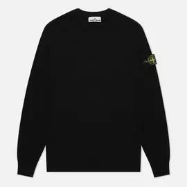 Мужской свитер Stone Island Crew Neck Light Raw Cotton, цвет чёрный, размер XL