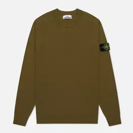Мужской свитер Stone Island Crew Neck Light Raw Cotton, цвет оливковый, размер L