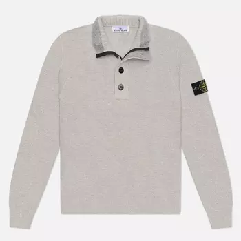 Мужской свитер Stone Island Lambswool Half-Zip, цвет серый, размер M