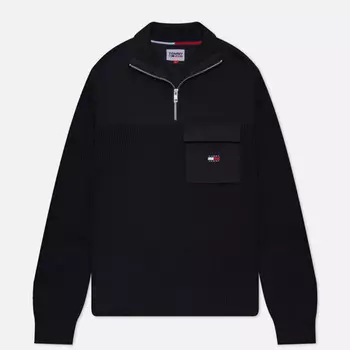 Мужской свитер Tommy Jeans Regular Mix Fabric Tech, цвет чёрный, размер S