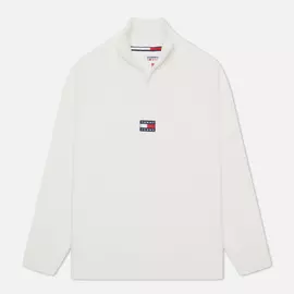 Мужской свитер Tommy Jeans Solid Badge Zip Mock Neck, цвет белый, размер S