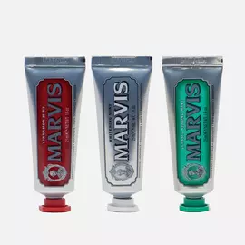 Набор зубных паст Marvis Flavour Collection 3-pcs Travel Size, цвет серебряный