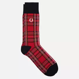 Носки Fred Perry Royal Stewart Tartan, цвет красный, размер 43-46 EU