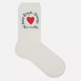 Носки Polo Ralph Lauren Heart Logo Crew, цвет белый, размер 35-40 EU