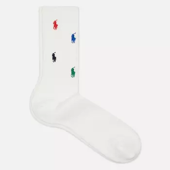Носки Polo Ralph Lauren Multicolour Pony Stretch Cotton Blend Crew Single, цвет белый, размер 40-46 EU