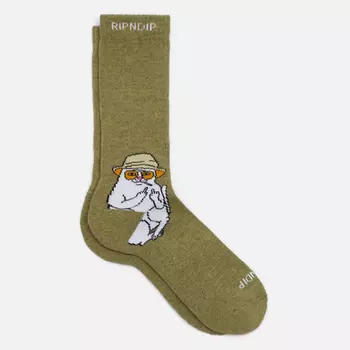 Носки RIPNDIP Nermal S Thompson, цвет оливковый, размер 40-46 EU