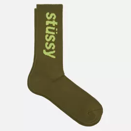 Носки Stussy Helvetica Jacquard Crew, цвет зелёный, размер 40-46 EU