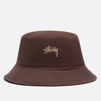 Панама Stussy Stock Printed Logo, цвет коричневый, размер L-XL