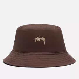 Панама Stussy Stock Printed Logo, цвет коричневый, размер S-M