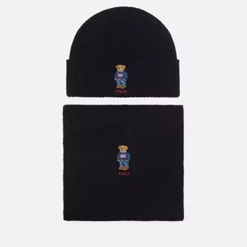 Подарочный набор Polo Ralph Lauren Flag Bear Beanie & Scarf Gift Box, цвет чёрный