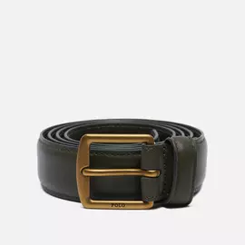 Ремень Polo Ralph Lauren Smooth Leather Embossed Foil Medium, цвет оливковый, размер 34