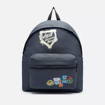 Рюкзак Evisu Heritage Faux Sticker Logo Print Denim, цвет серый