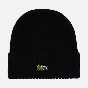 Шапка Lacoste Rib Knit Carded Wool, цвет чёрный